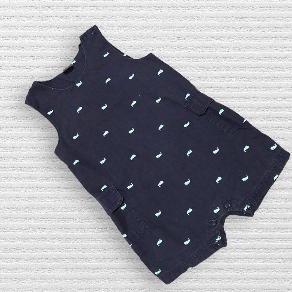 Carter's 18m Blue & Green Whale Shortall Jon Jon Romper